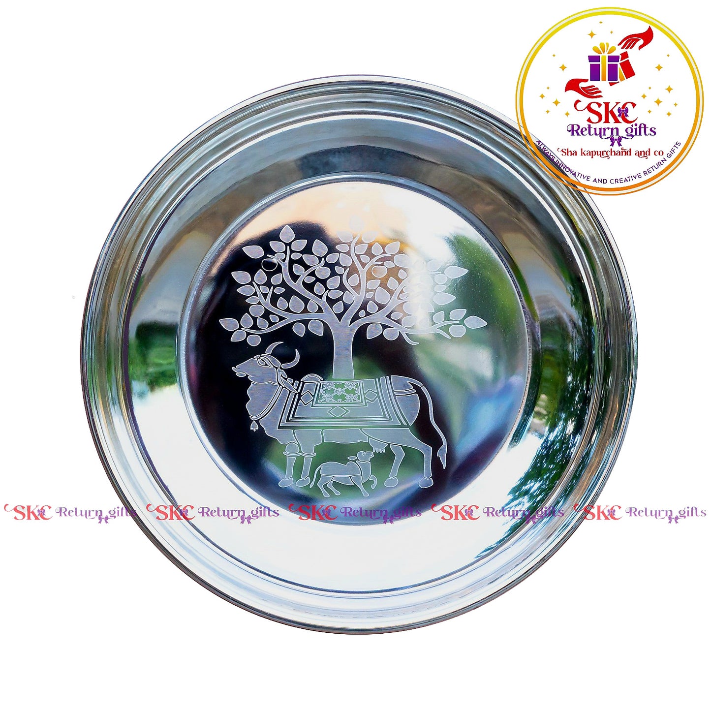 Kalpavriksha Kamadhenu Plate Silver