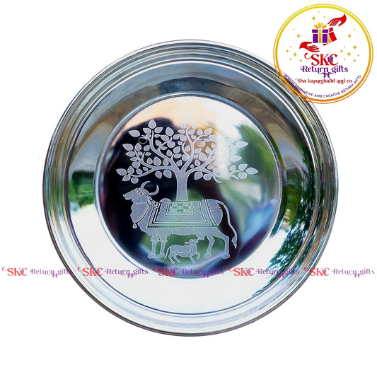 Kalpavriksha Kamadhenu Plate Silver
