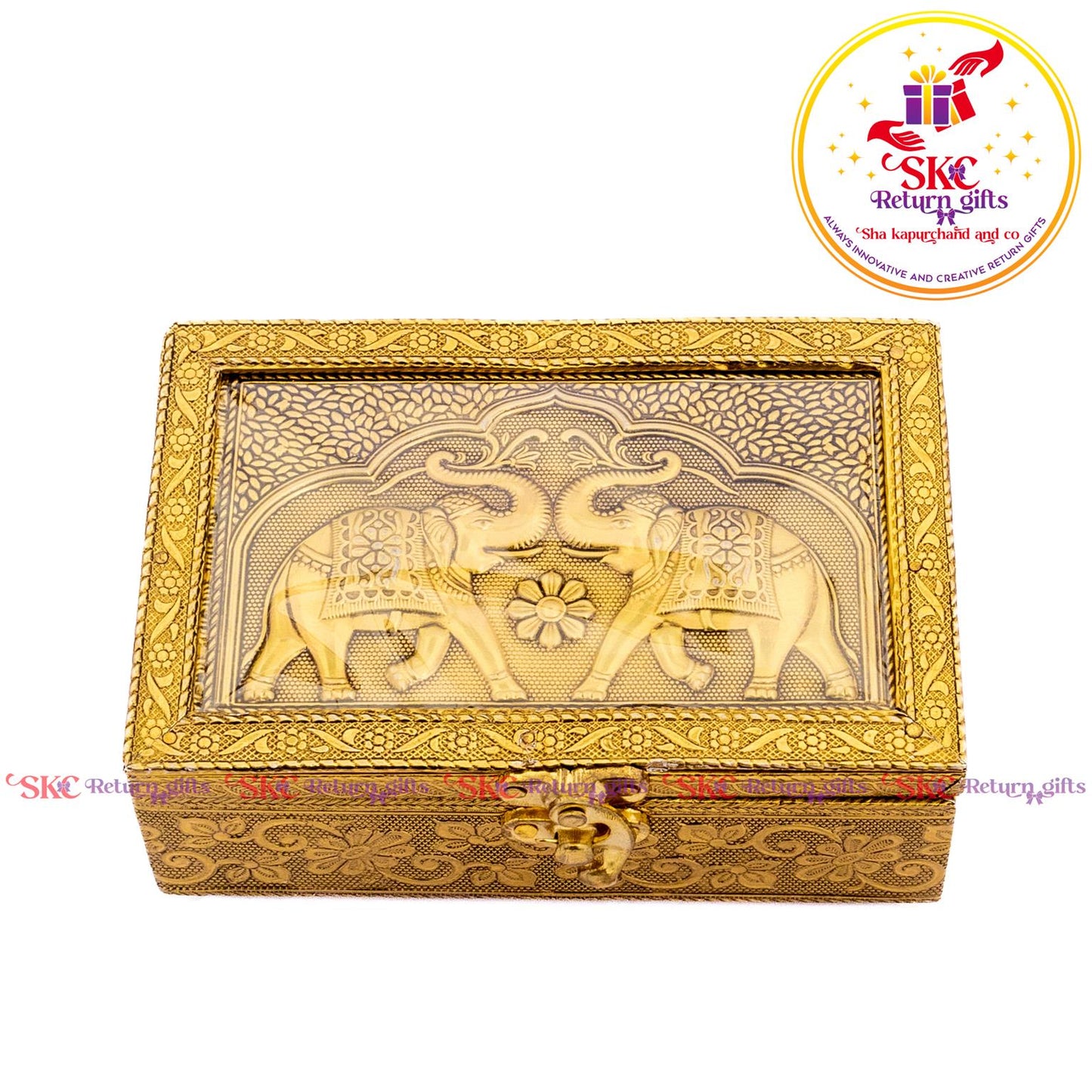 Embossed Double Elephant Jewel Box