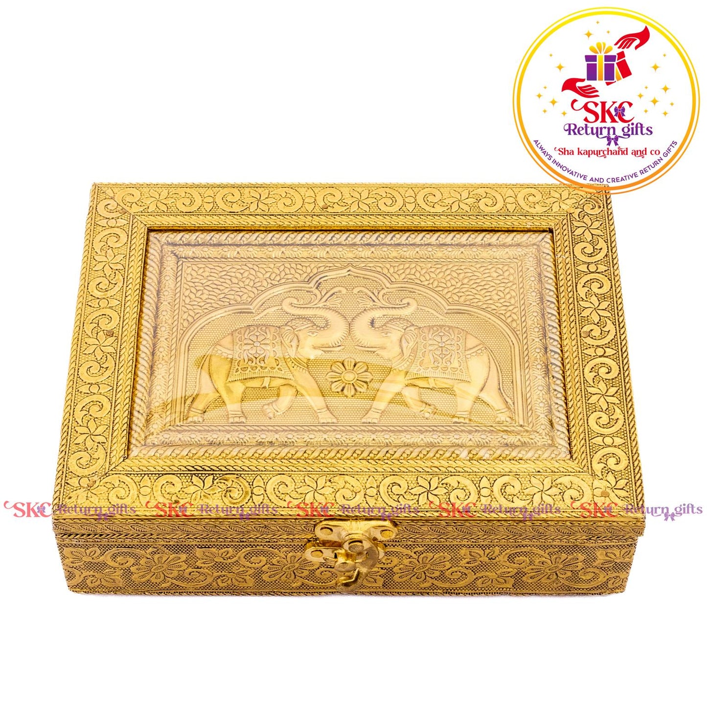 Embossed Double Elephant Jewel Box