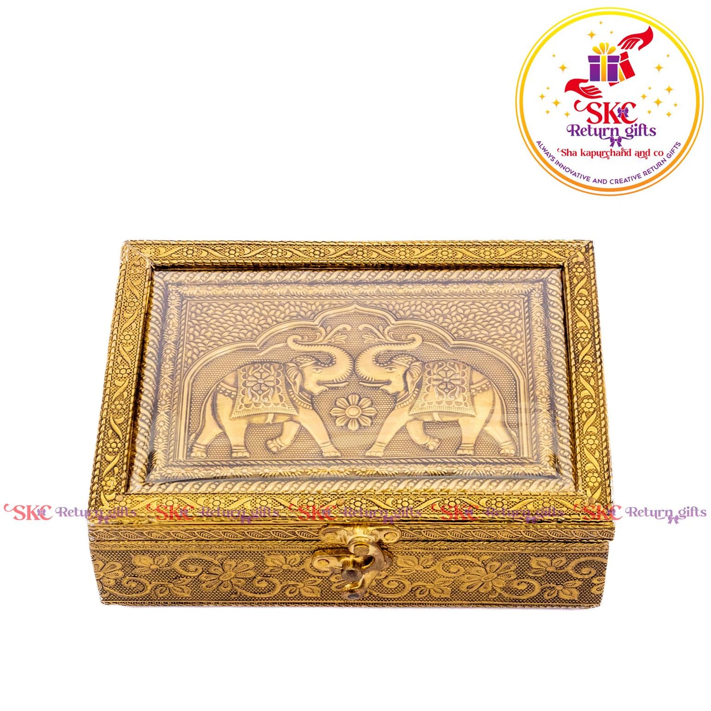 Embossed Double Elephant Jewel Box