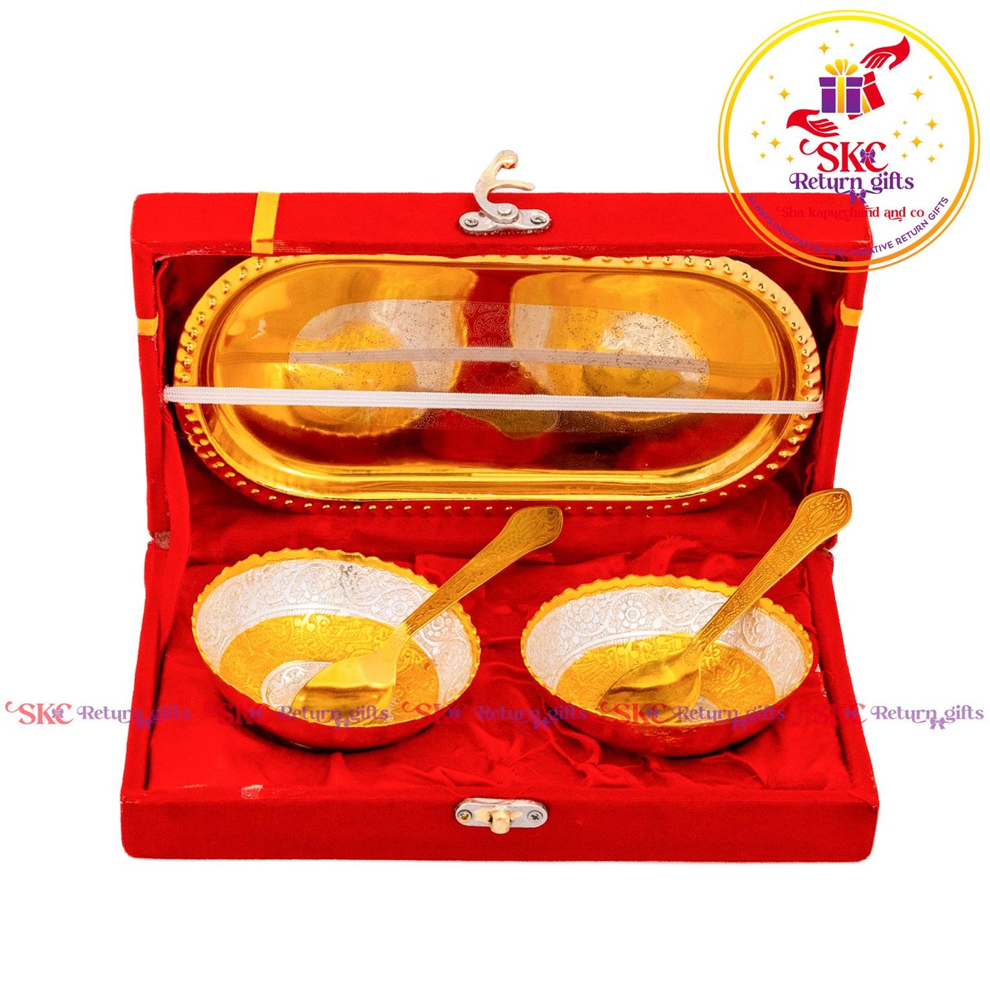 Metal Gift Double Bowl Set