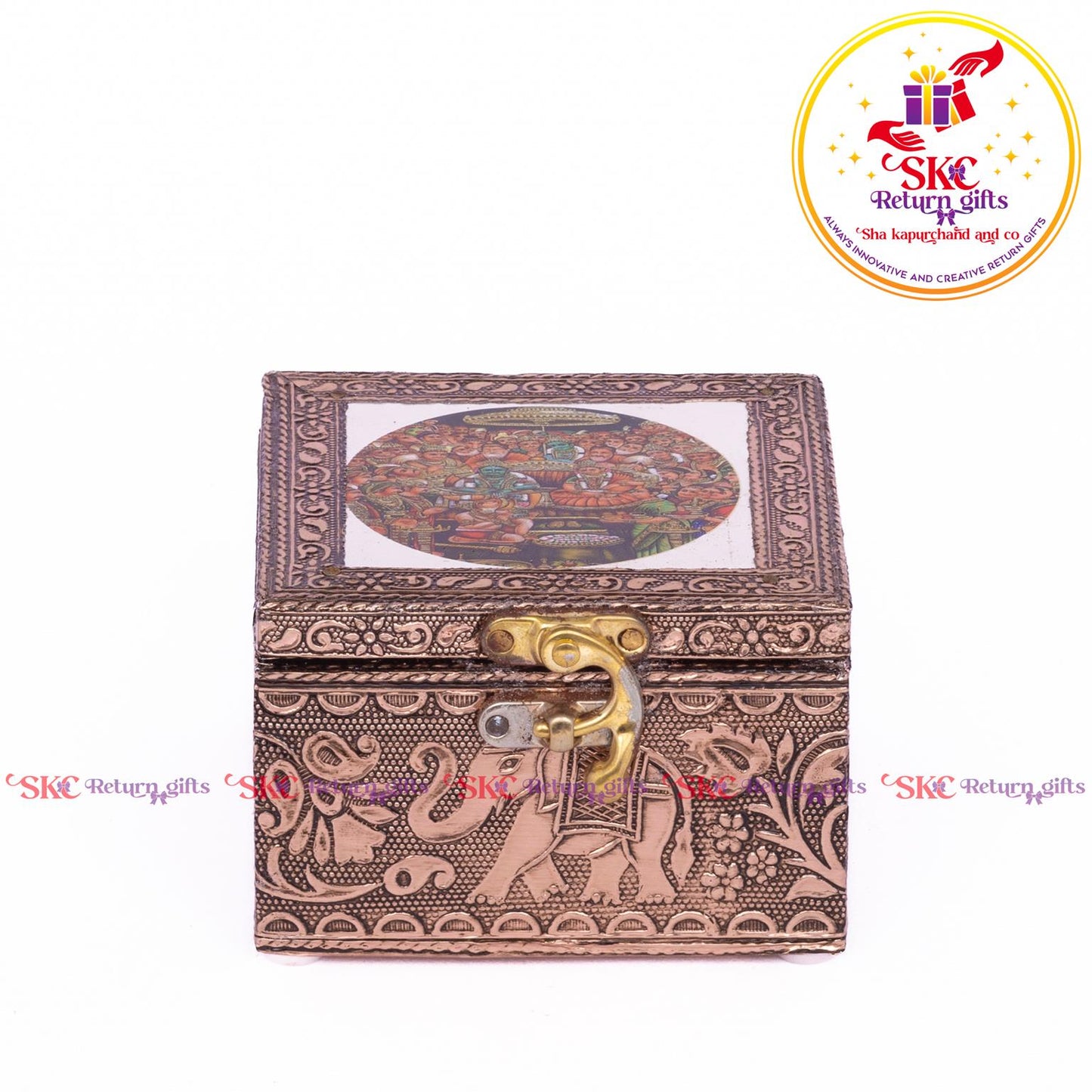 Tanjore Digital Art Pooja Box Ram Darbar