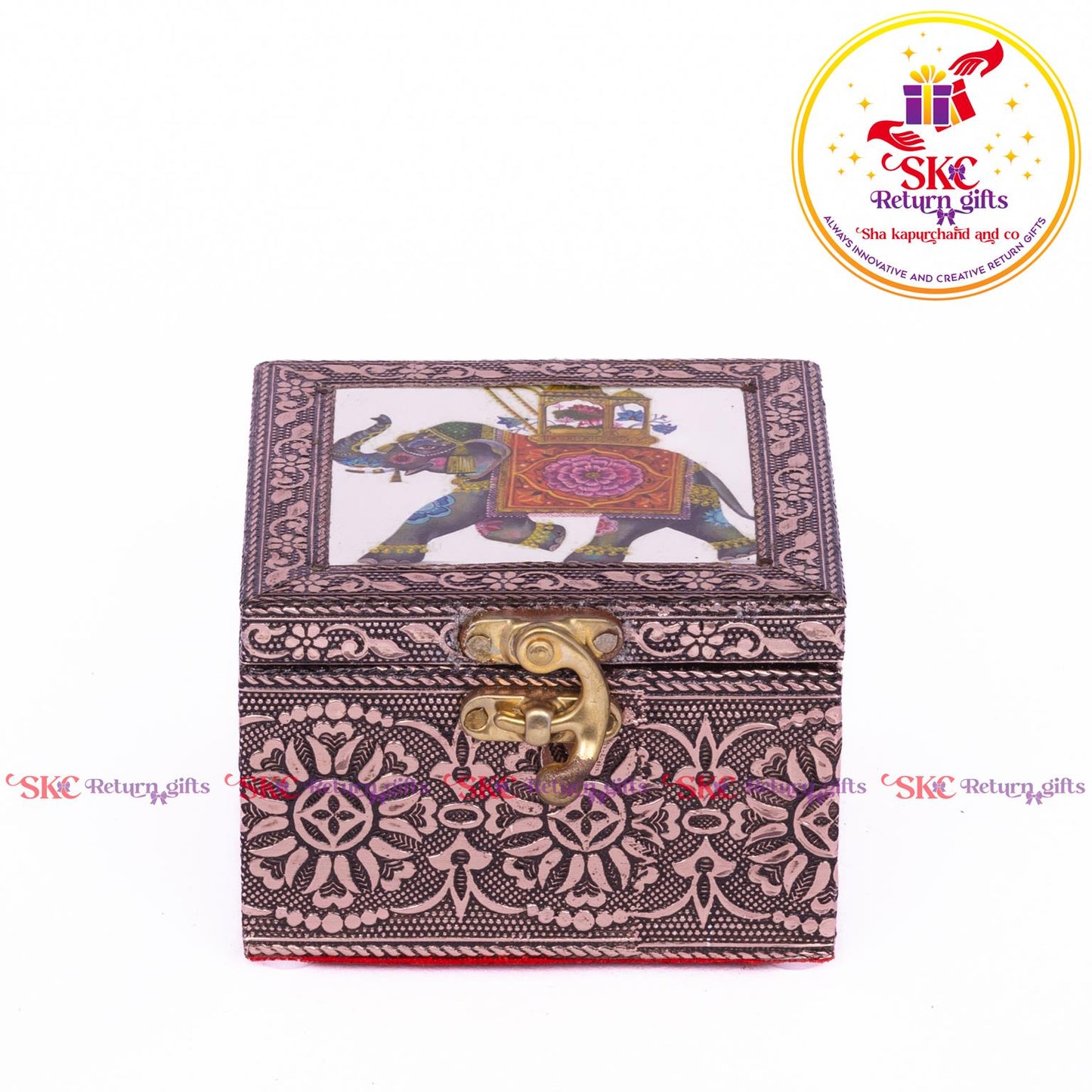 Tanjore Digital Art Pooja Box Royal Elephant