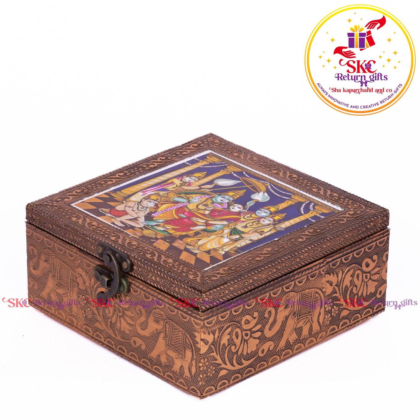 Tanjore Digital Art Pooja Box Ram Darbar