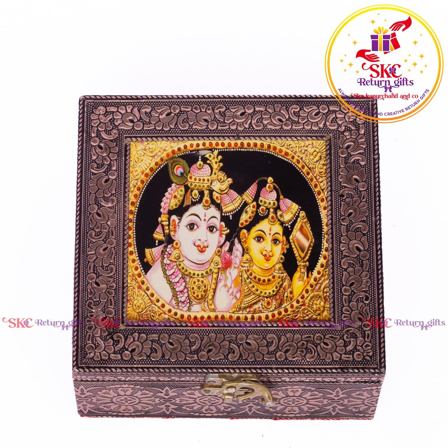 Tanjore Digital Art Pooja Box Radhakrishna