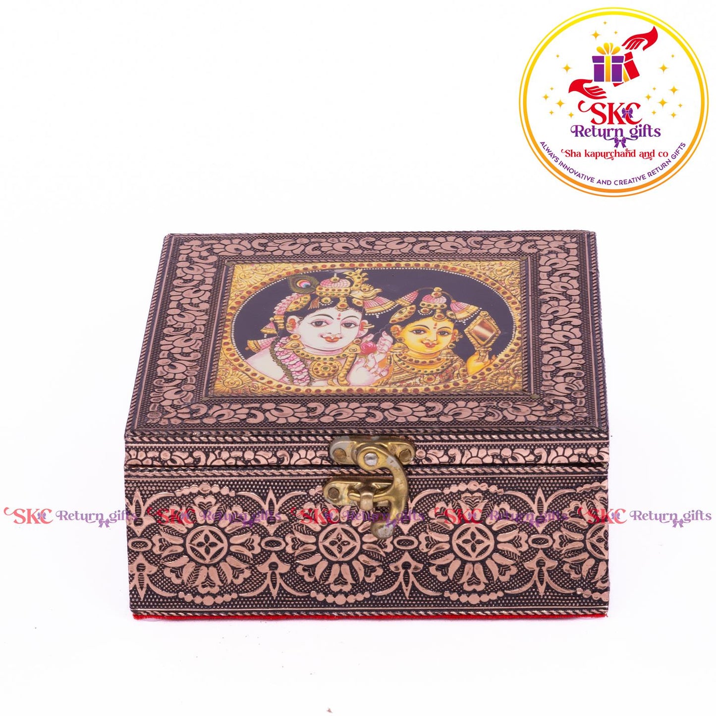 Tanjore Digital Art Pooja Box Radhakrishna