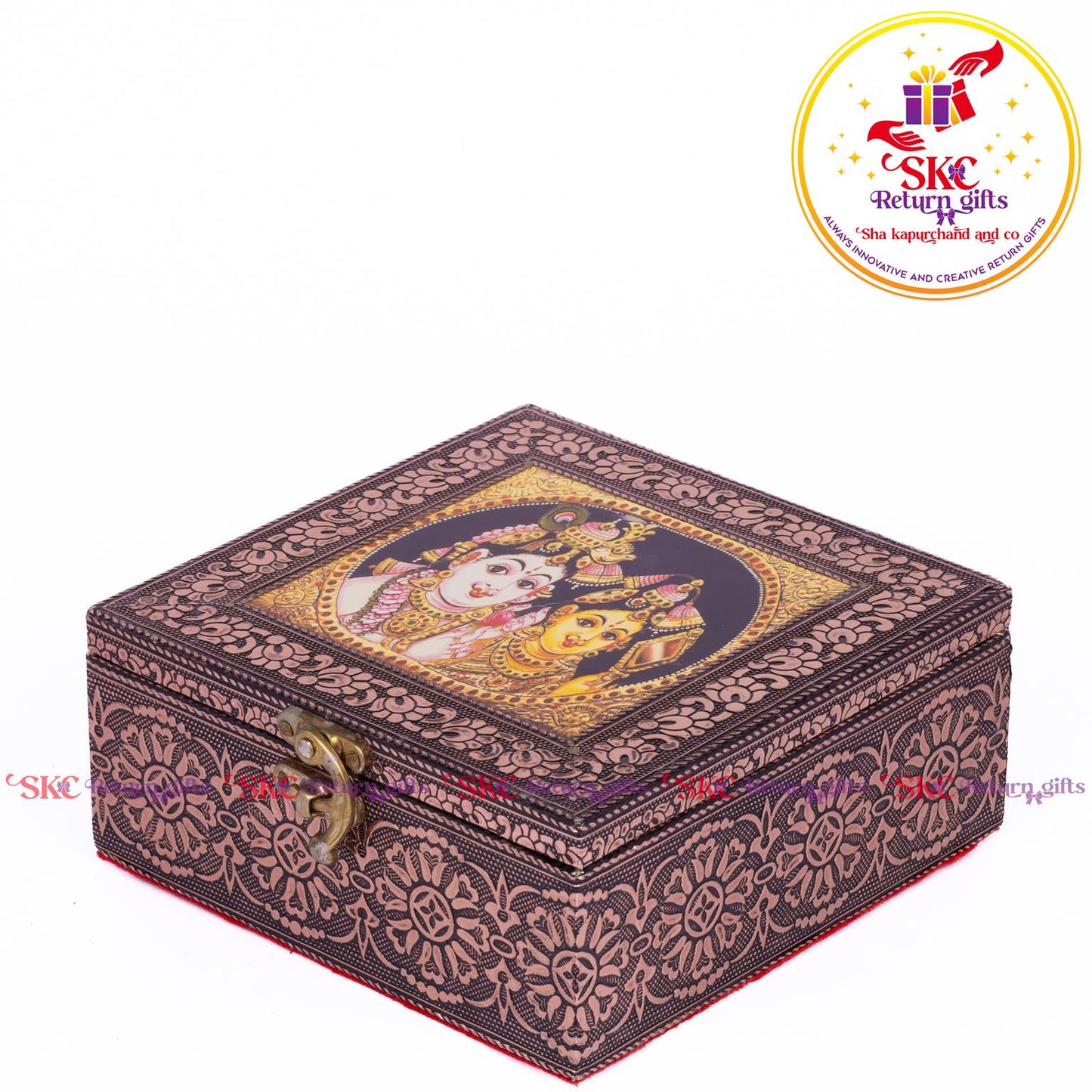Tanjore Digital Art Pooja Box Radhakrishna