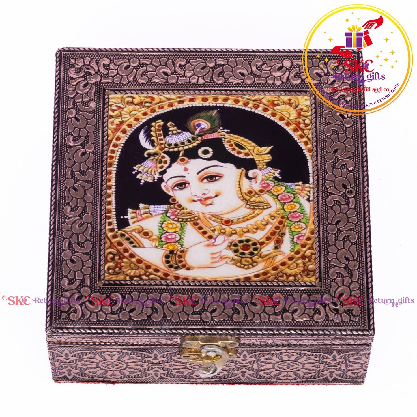 Tanjore Digital Art Pooja Box Krishna