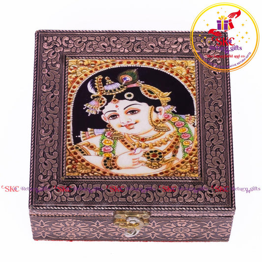 Tanjore Digital Art Pooja Box Krishna