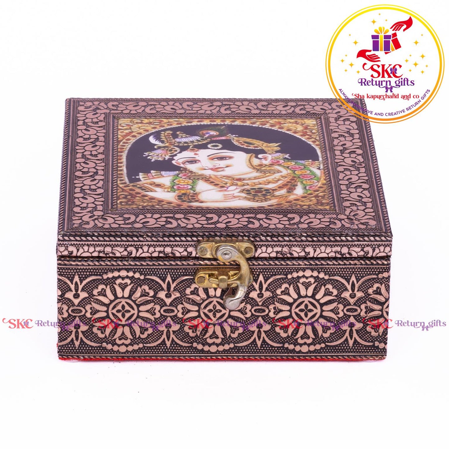 Tanjore Digital Art Pooja Box Krishna