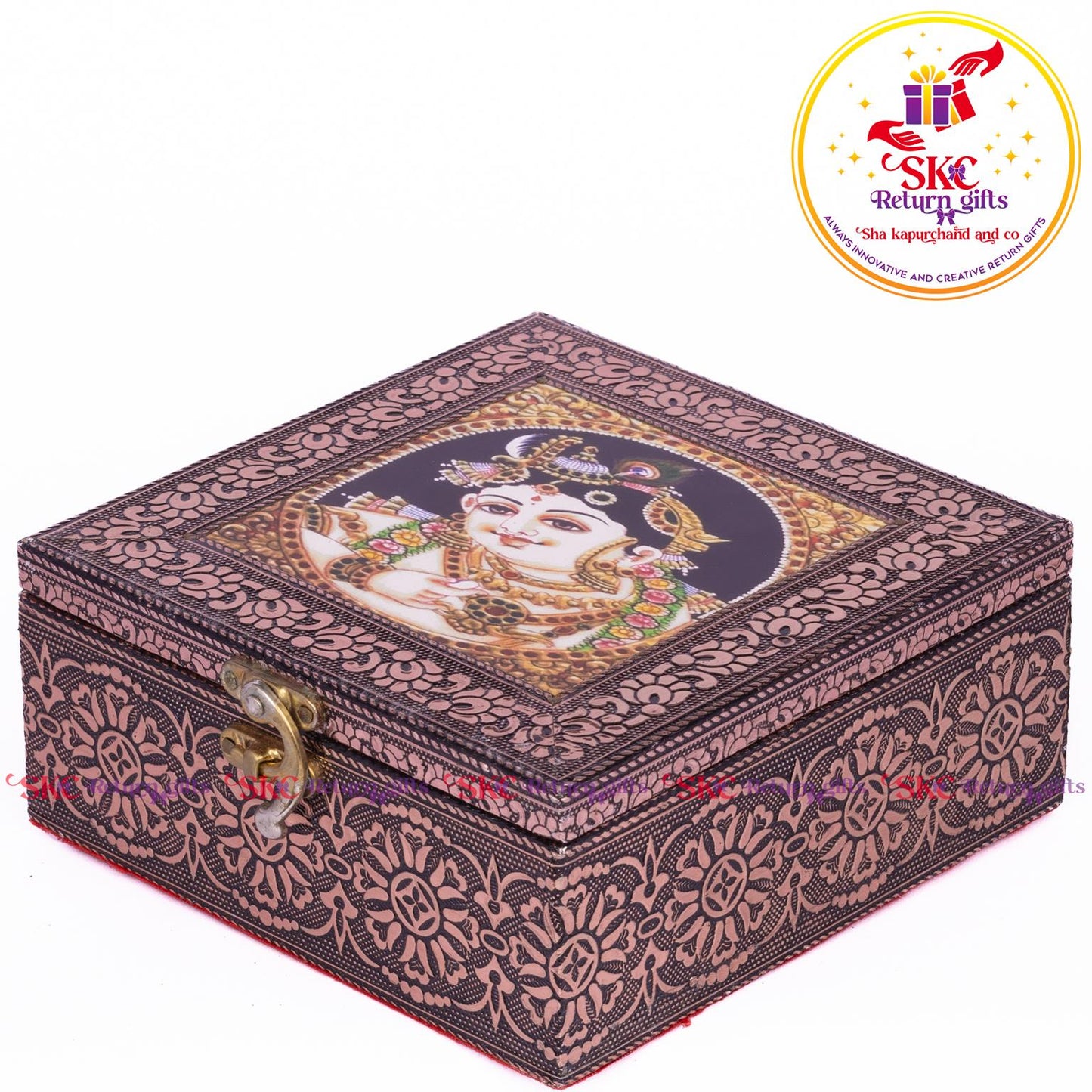 Tanjore Digital Art Pooja Box Krishna