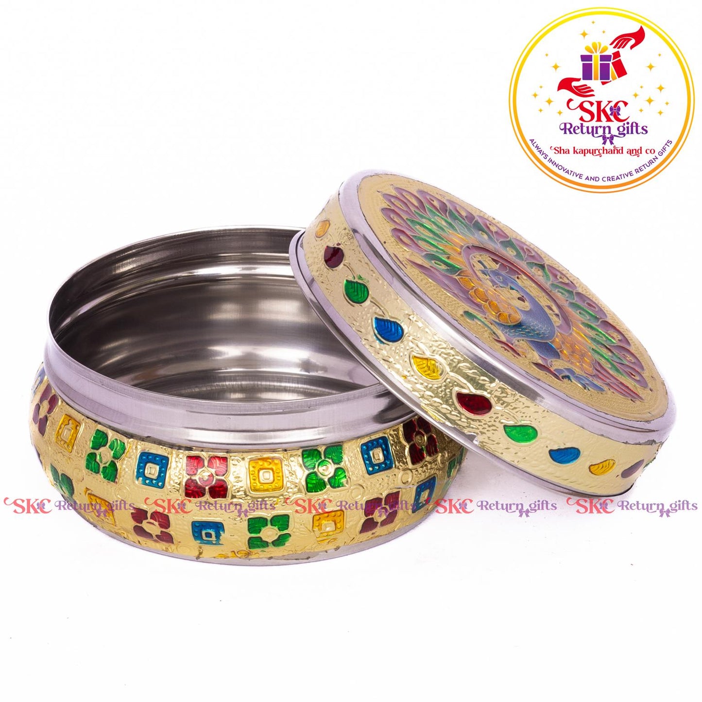 Stainless Steel Menakari Peacock Box