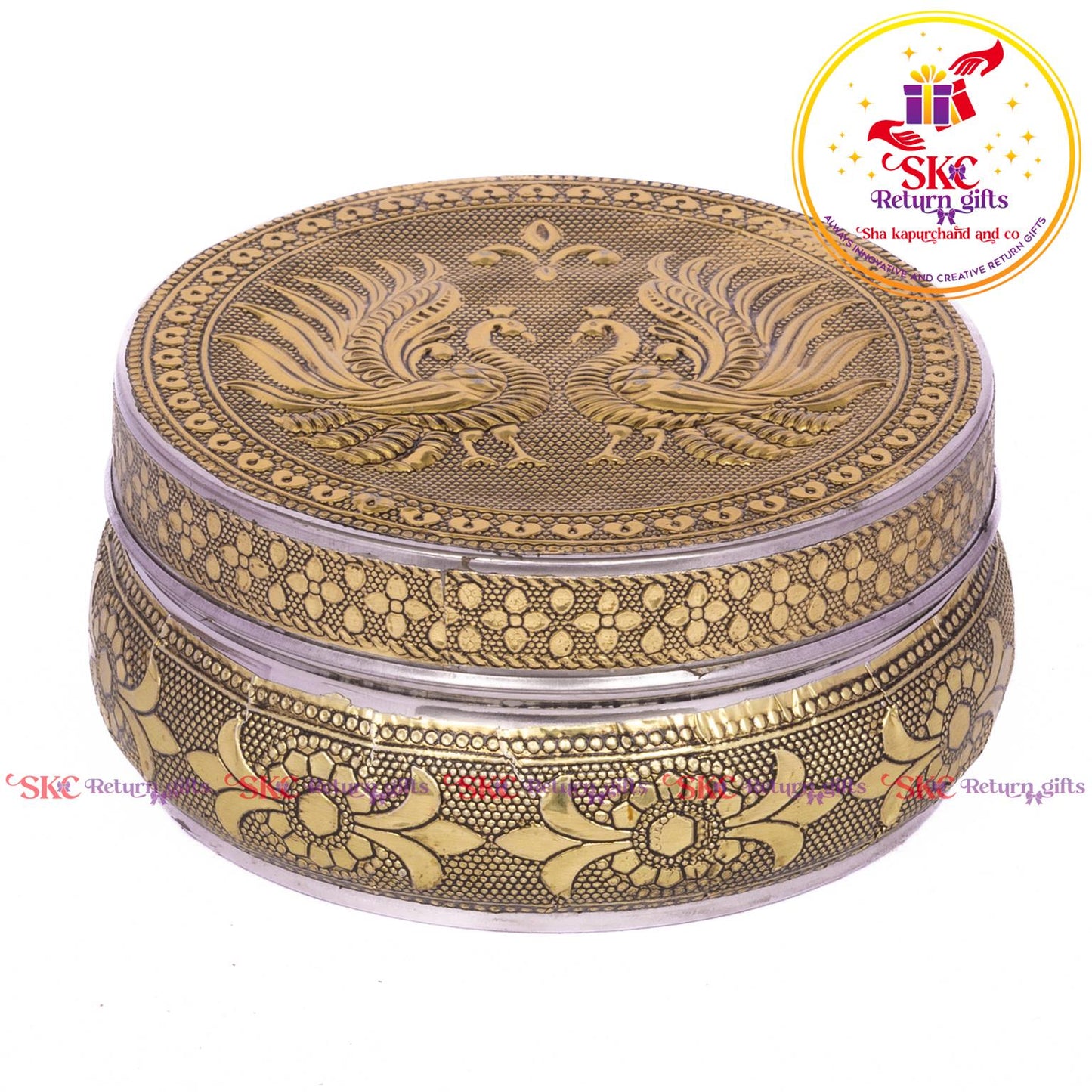 Stainless Steel Embosed Double Peacock Box