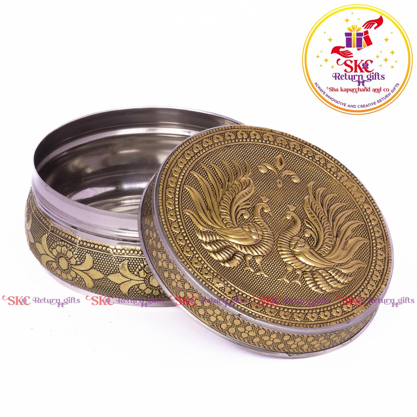 Stainless Steel Embosed Double Peacock Box