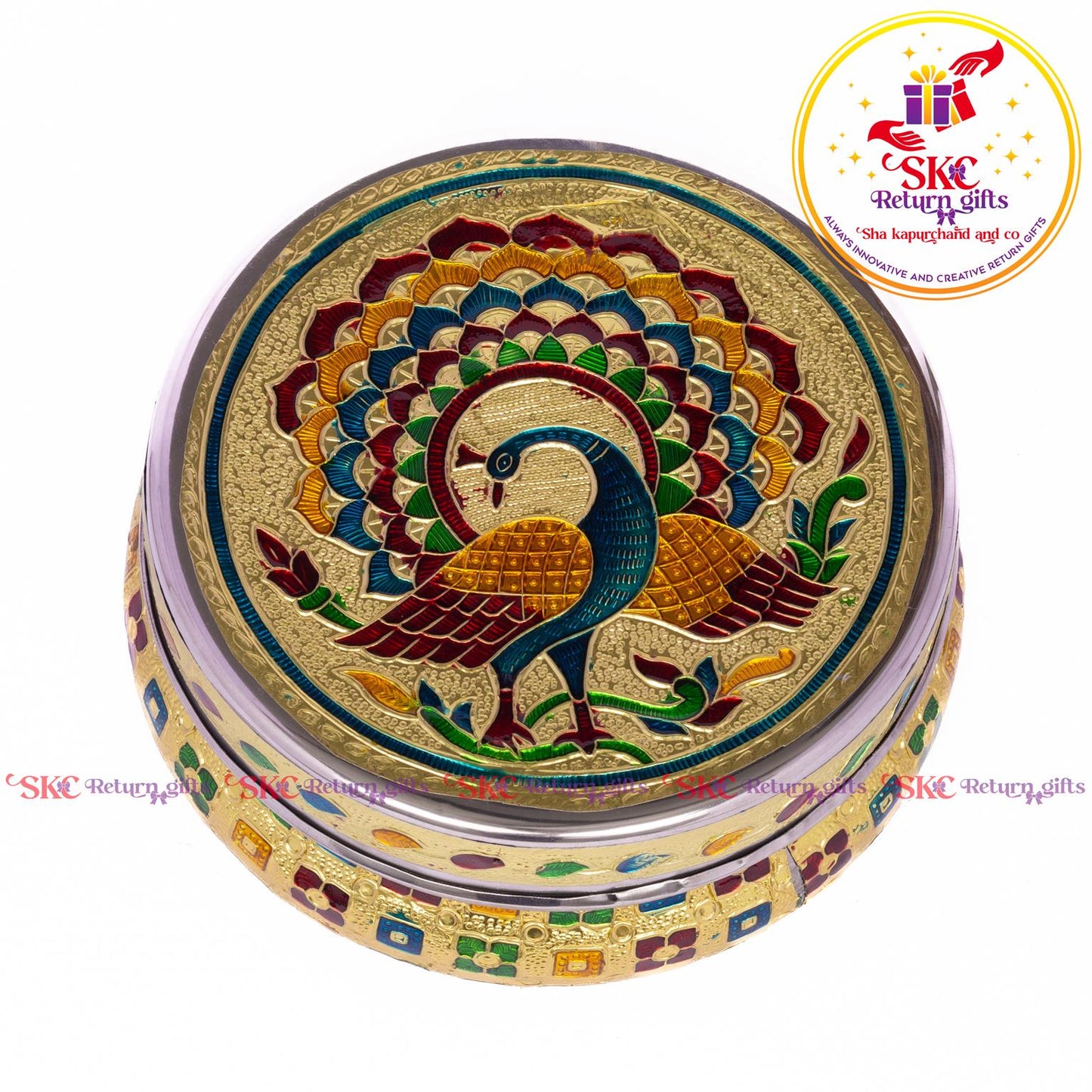 Stainless Steel Menakari Peacock Box