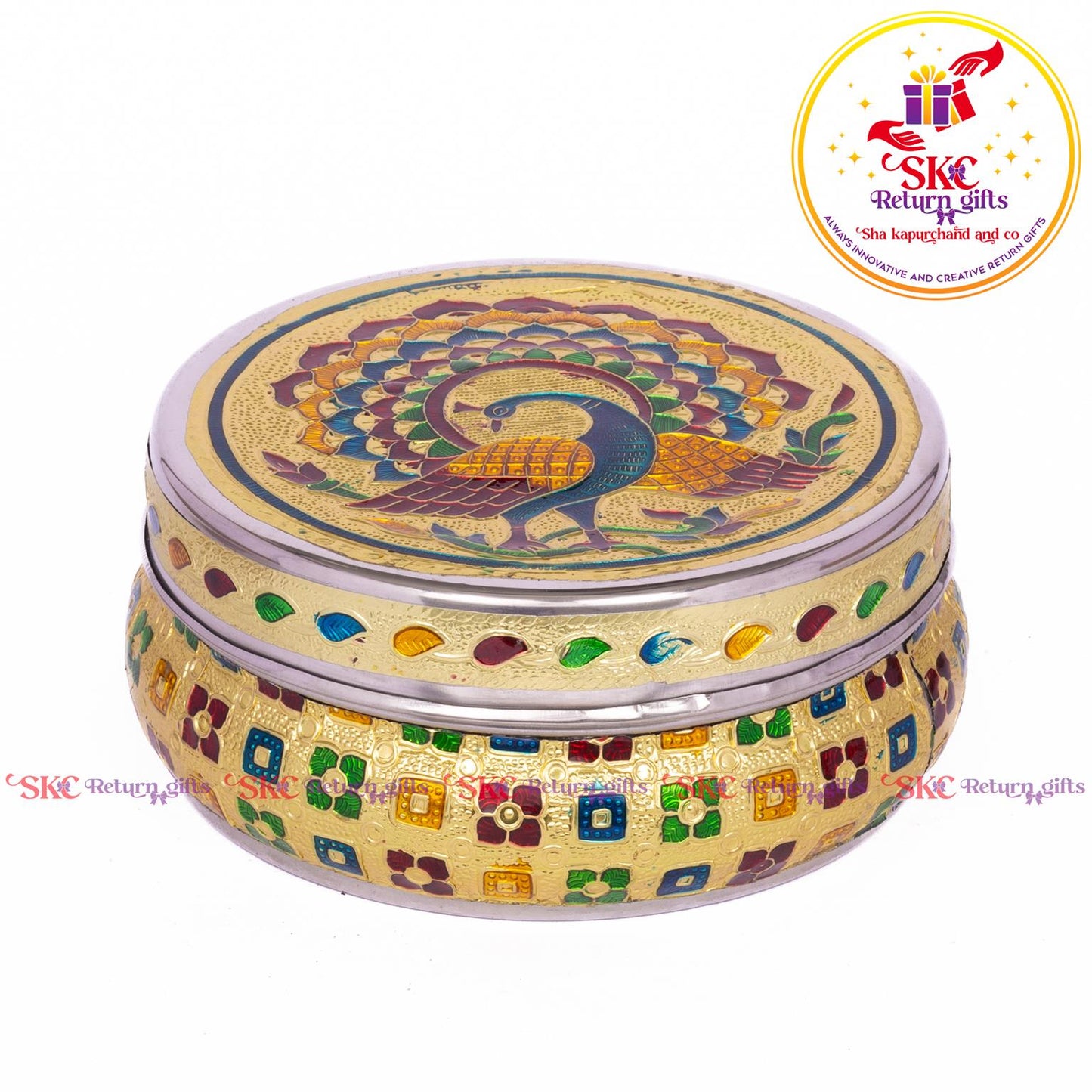Stainless Steel Menakari Peacock Box