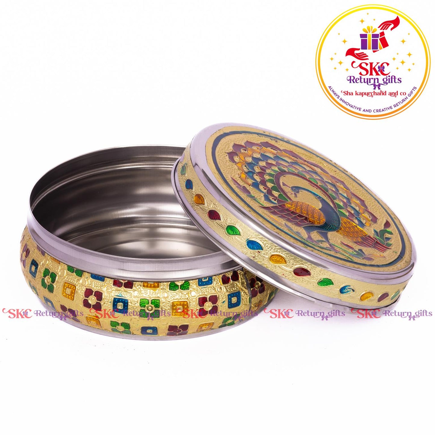 Stainless Steel Menakari Peacock Box