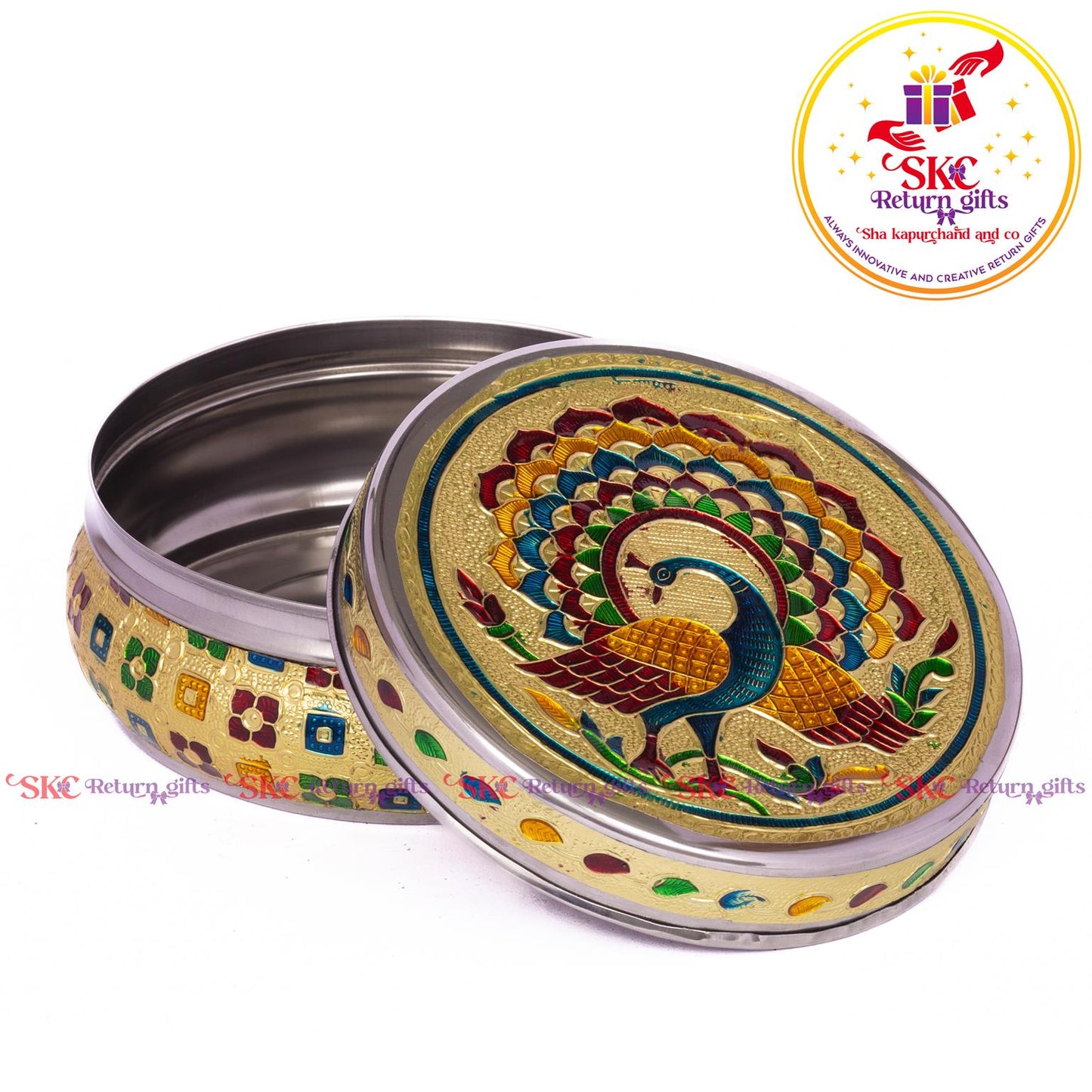 Stainless Steel Menakari Peacock Box