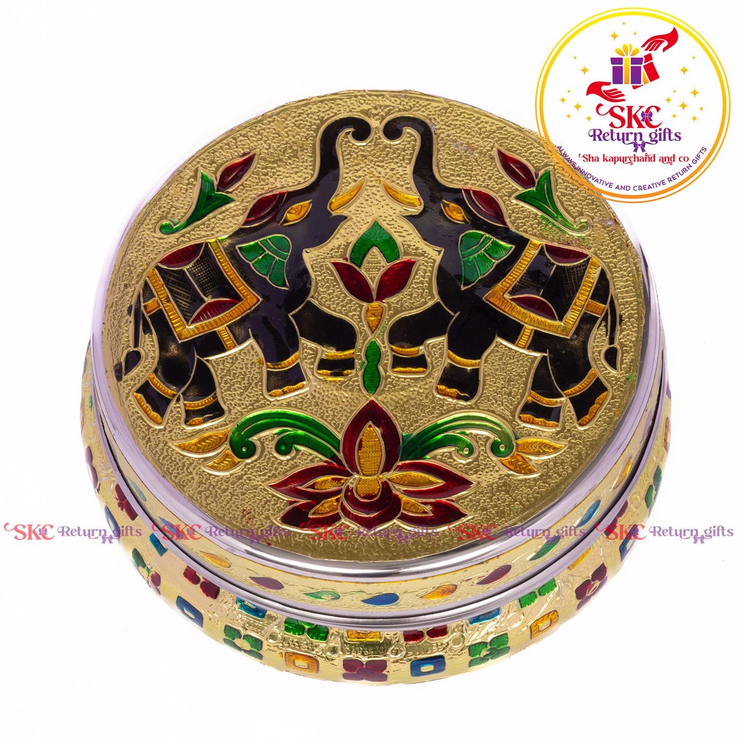 Stainless Steel Menakari Double Elephant Box