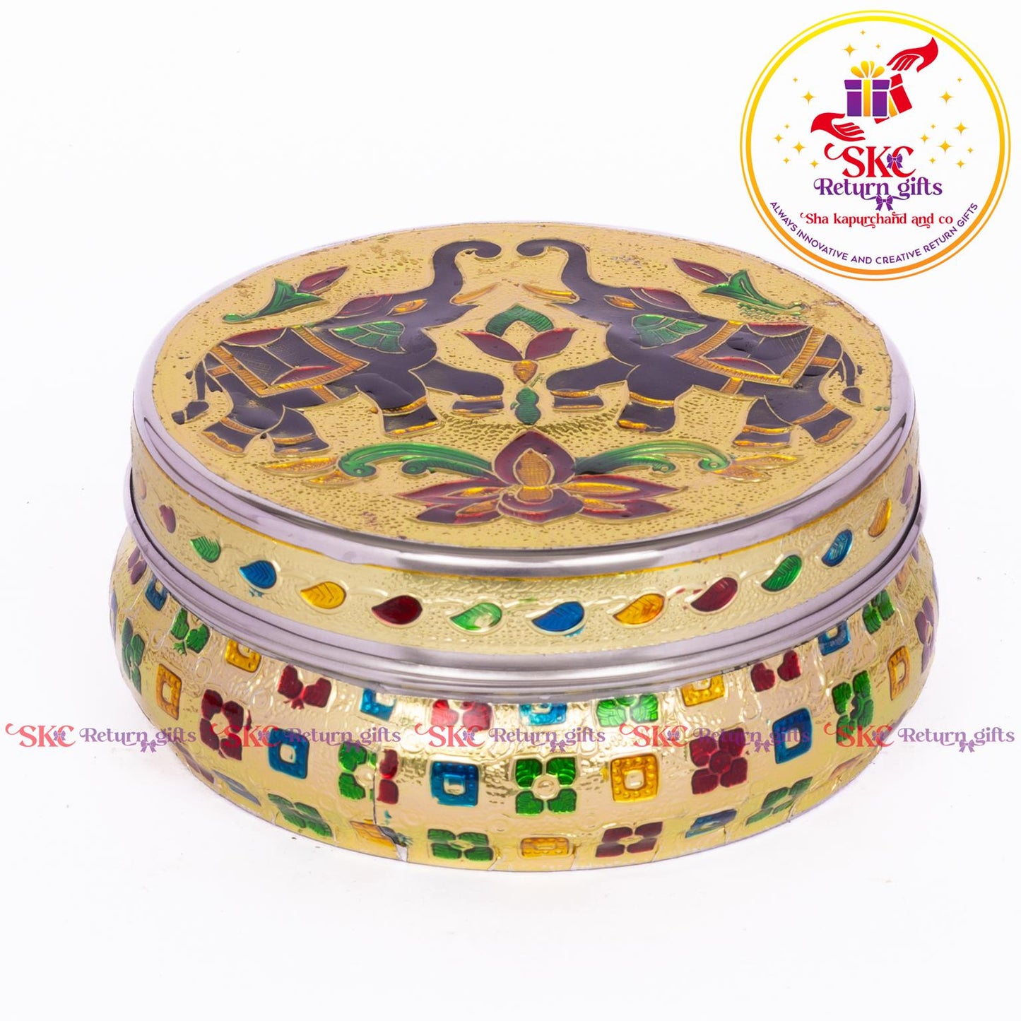 Stainless Steel Menakari Double Elephant Box