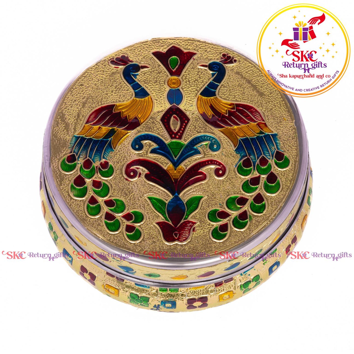 Stainless Steel Menakari Double Peacock Box