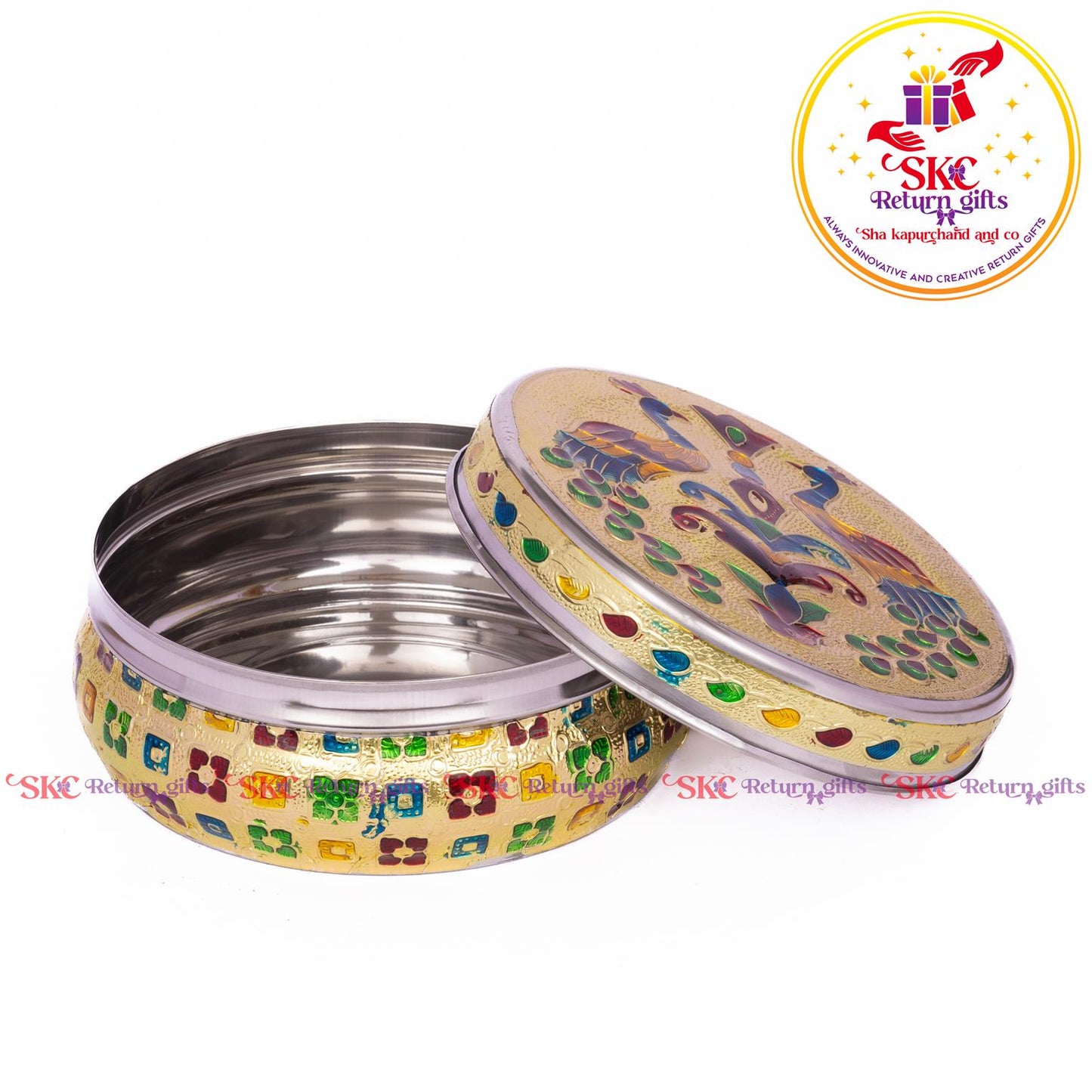 Stainless Steel Menakari Double Peacock Box