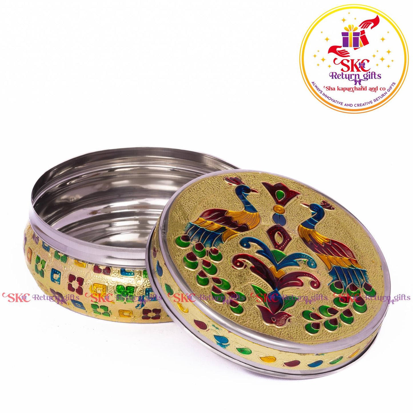 Stainless Steel Menakari Double Peacock Box
