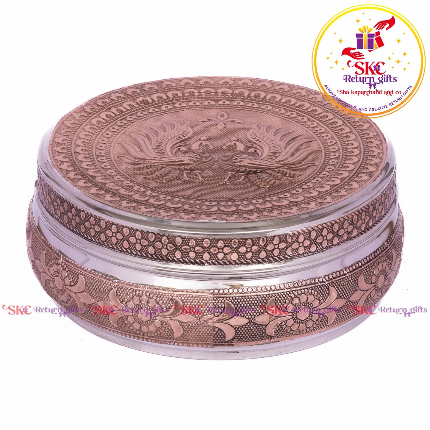 Stainless Steel Embosed Double Peacock Box