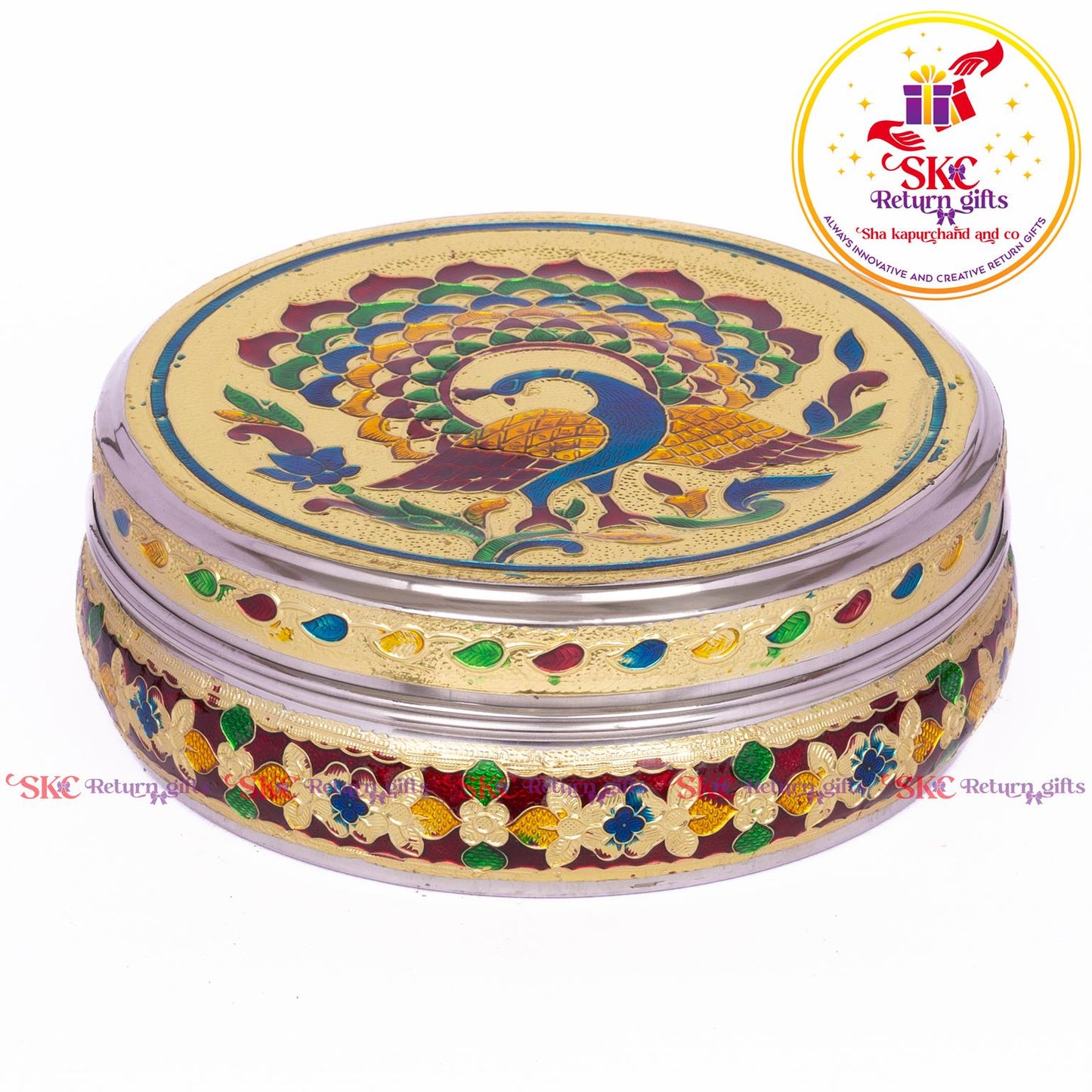 Stainless Steel Menakari Peacock Box