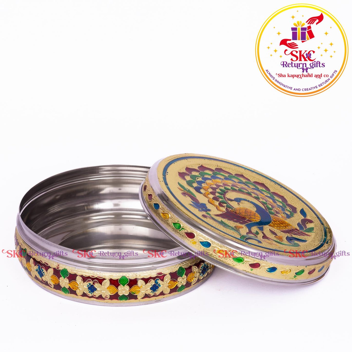 Stainless Steel Menakari Peacock Box