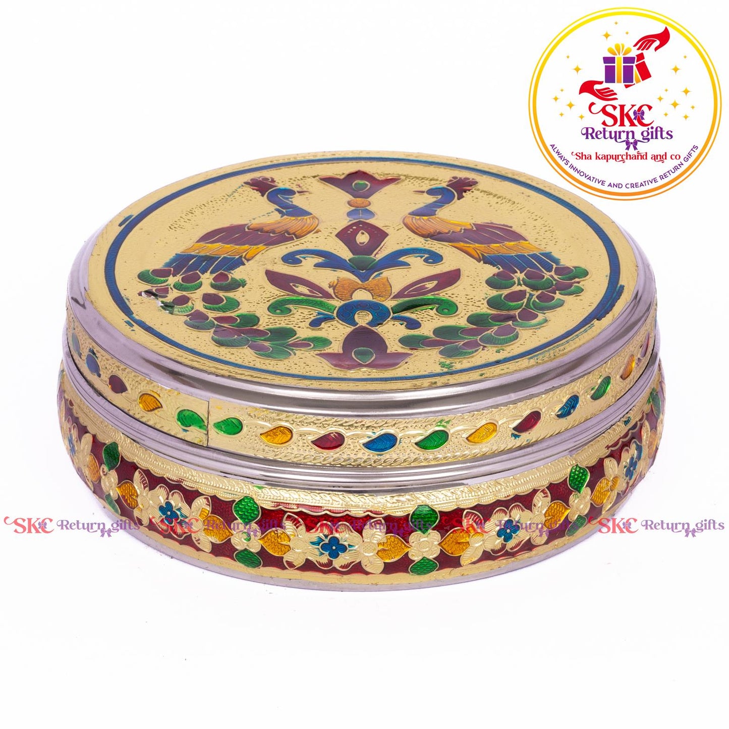 Stainless Steel Menakari Double Peacock Box