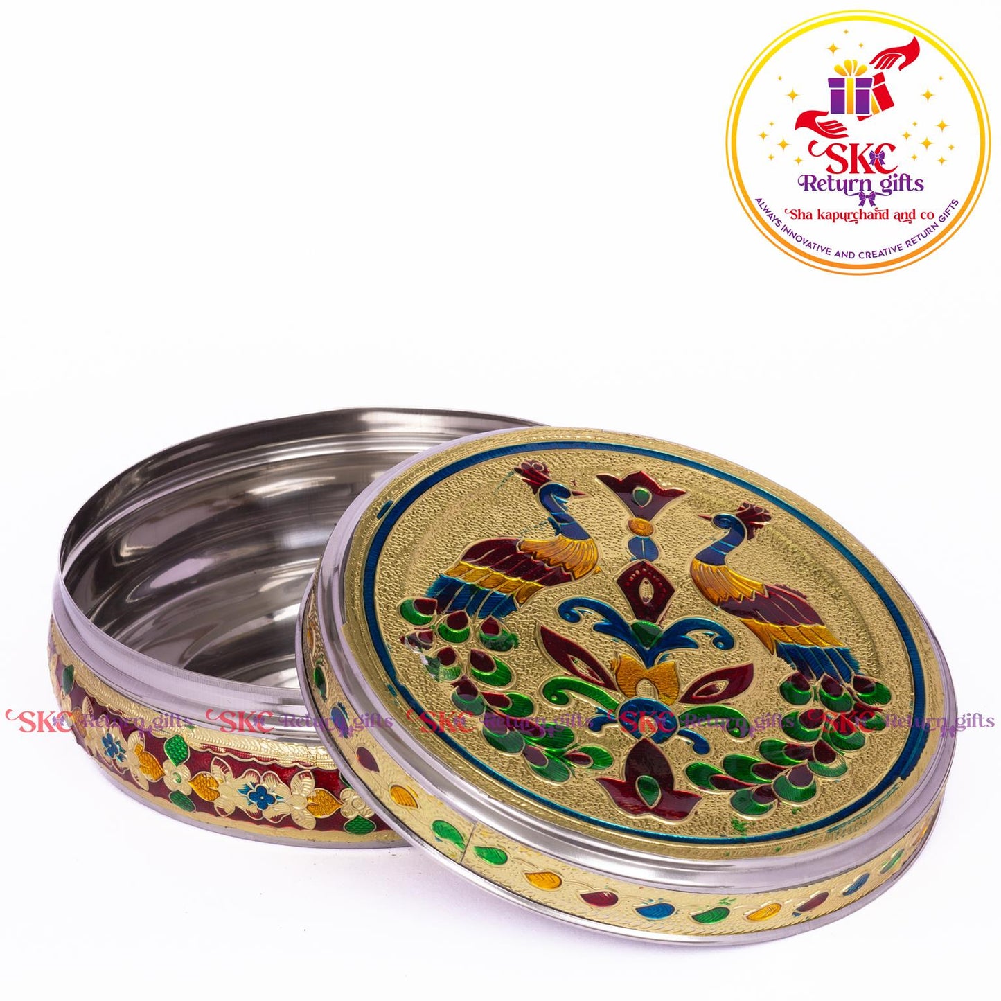 Stainless Steel Menakari Double Peacock Box
