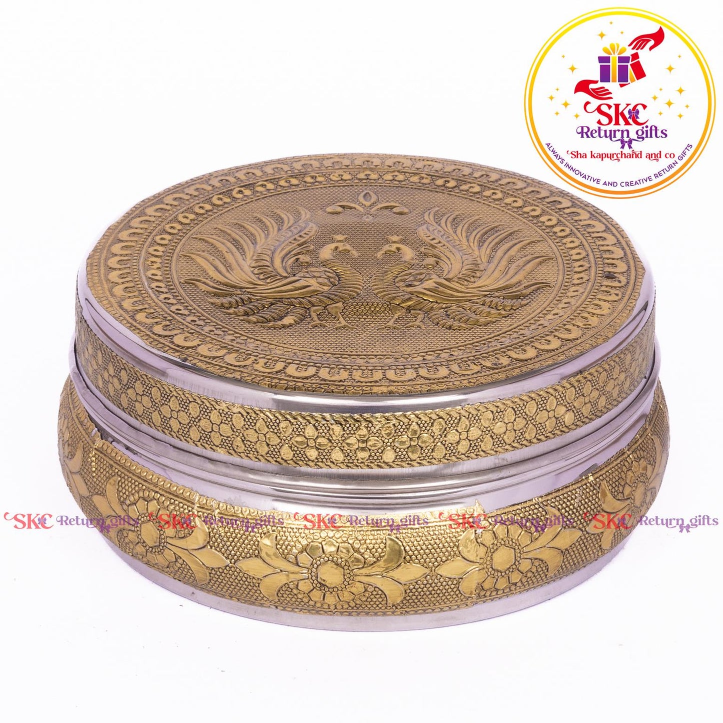 Stainless Steel Embosed Double Peacock Box