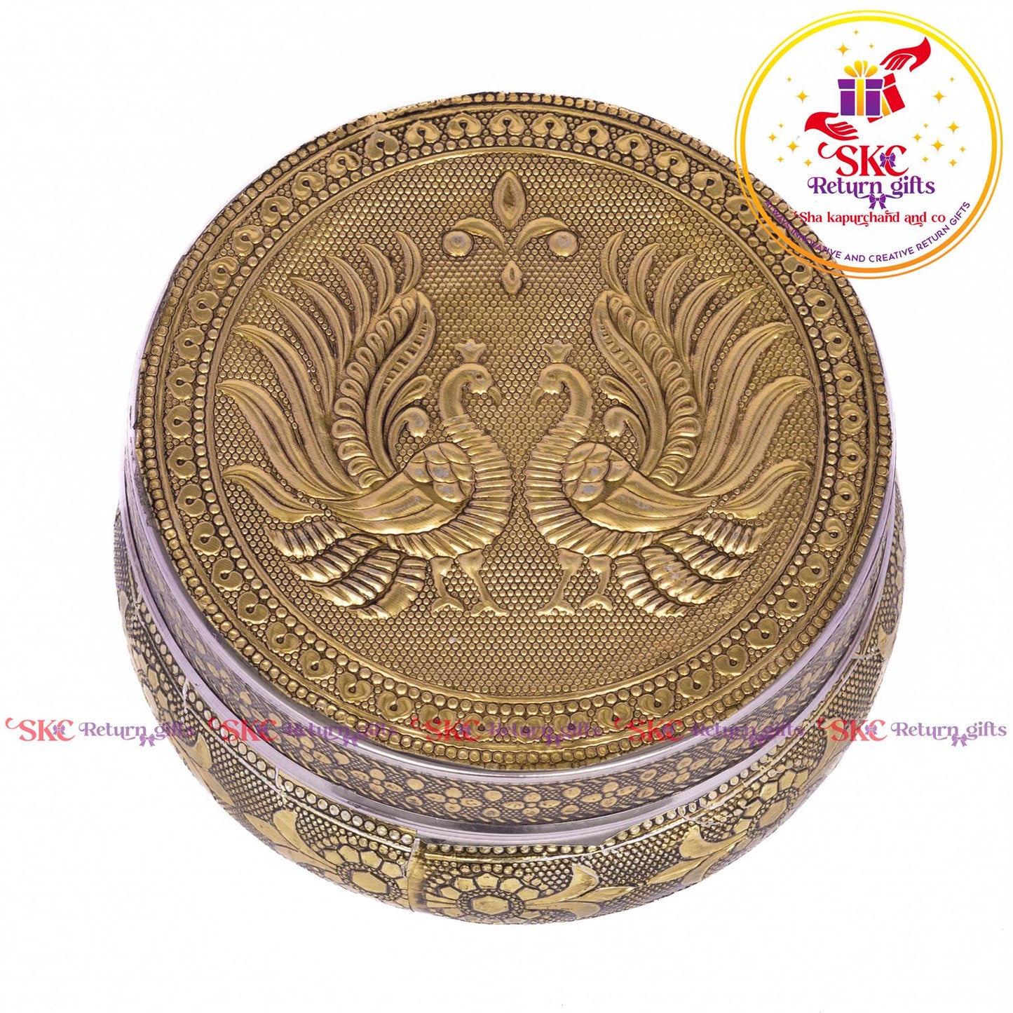 Stainless Steel Embosed Double Peacock Box