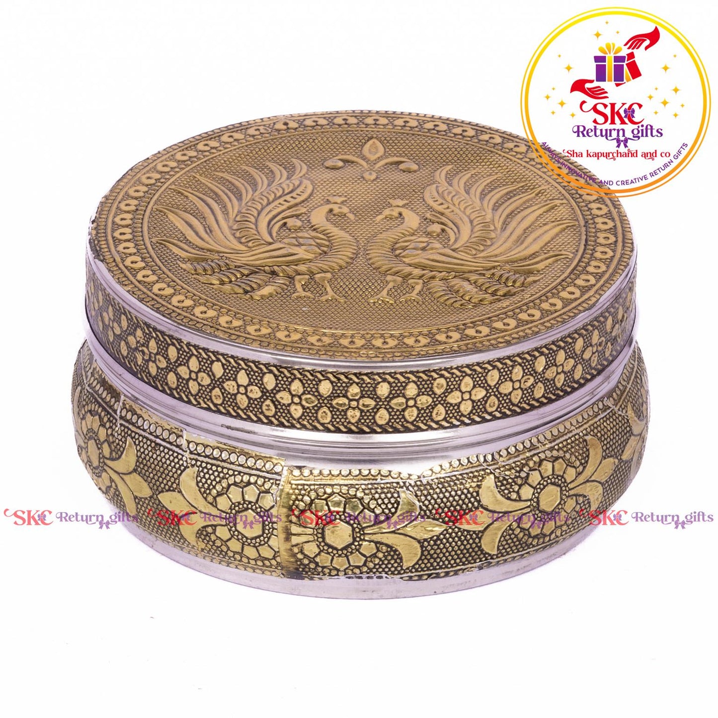 Stainless Steel Embosed Double Peacock Box