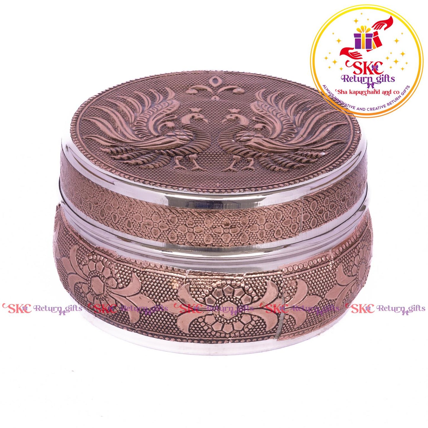 Stainless Steel Embosed Double Peacock Box