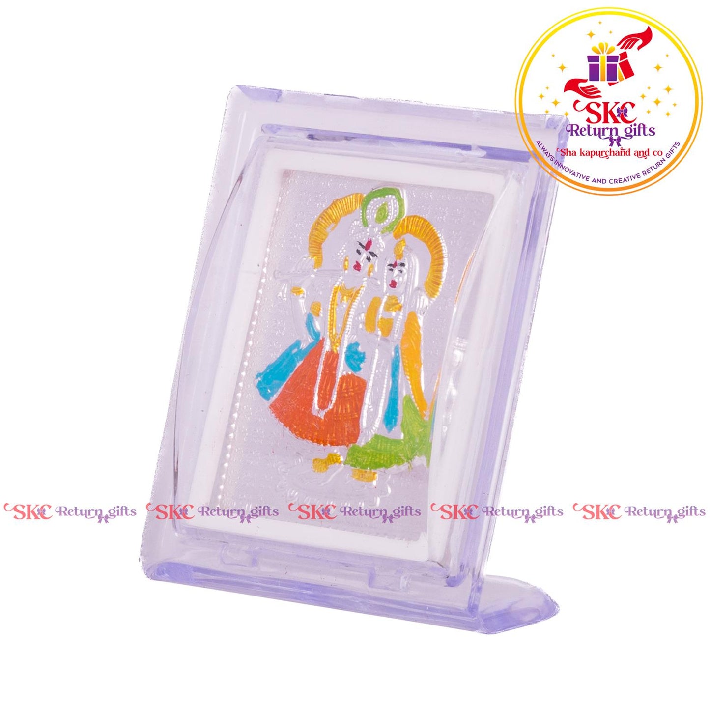 999 Silver Foil Radha Krishna Mini Stand