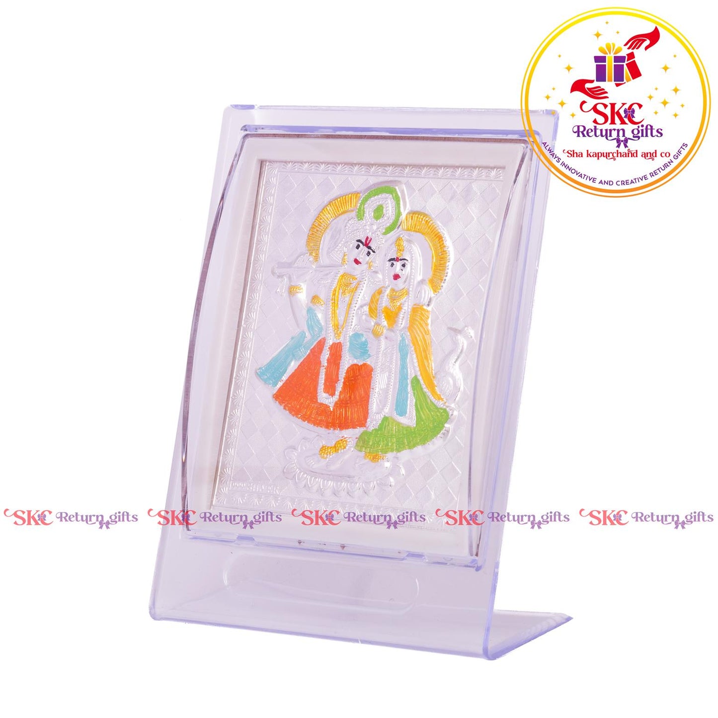 999 Silver Foil Radha Krishna Big Stand