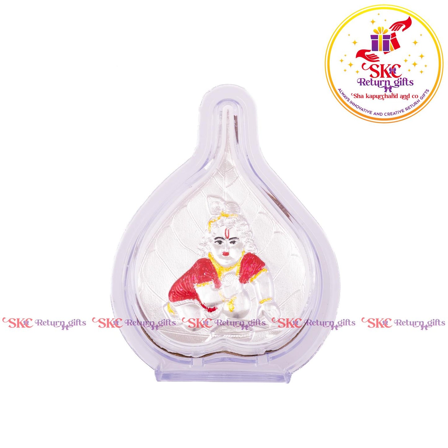 999 Silver Foil Krishna Big Pan Stand