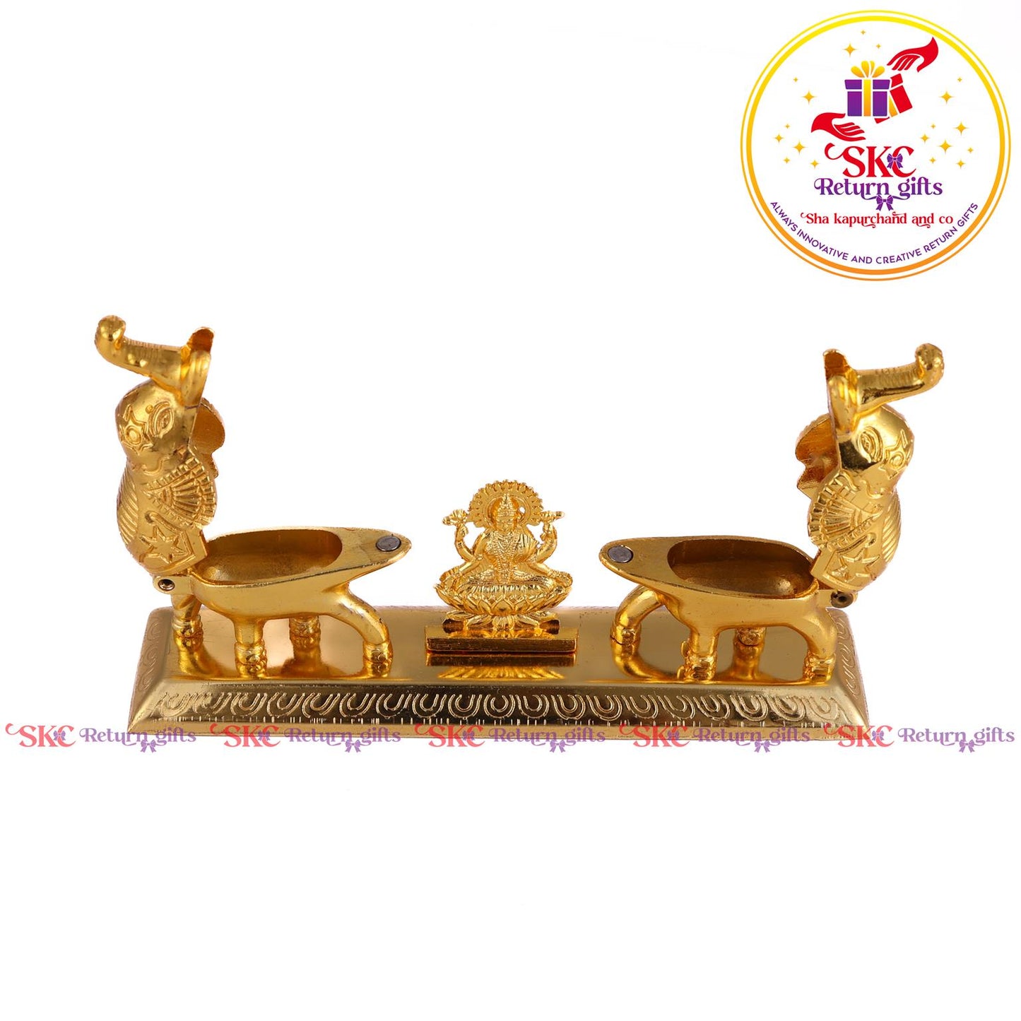 Double Elephant Kum-kum Holder With Maha Laxmi