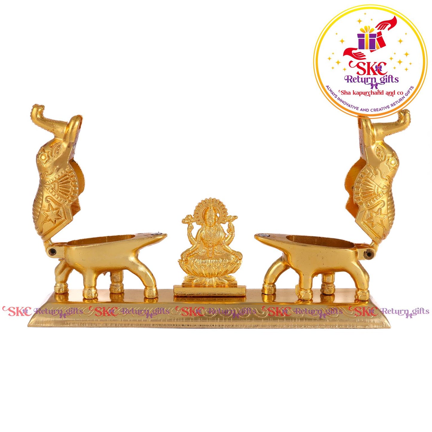 Double Elephant Kum-kum Holder With Maha Laxmi