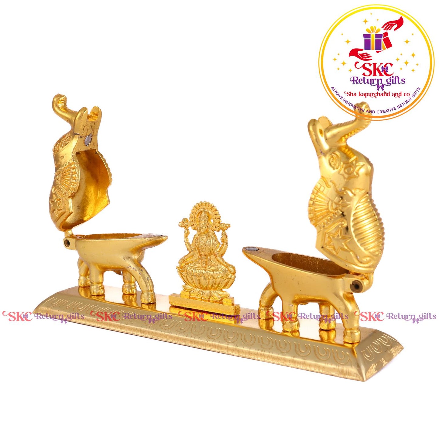 Double Elephant Kum-kum Holder With Maha Laxmi