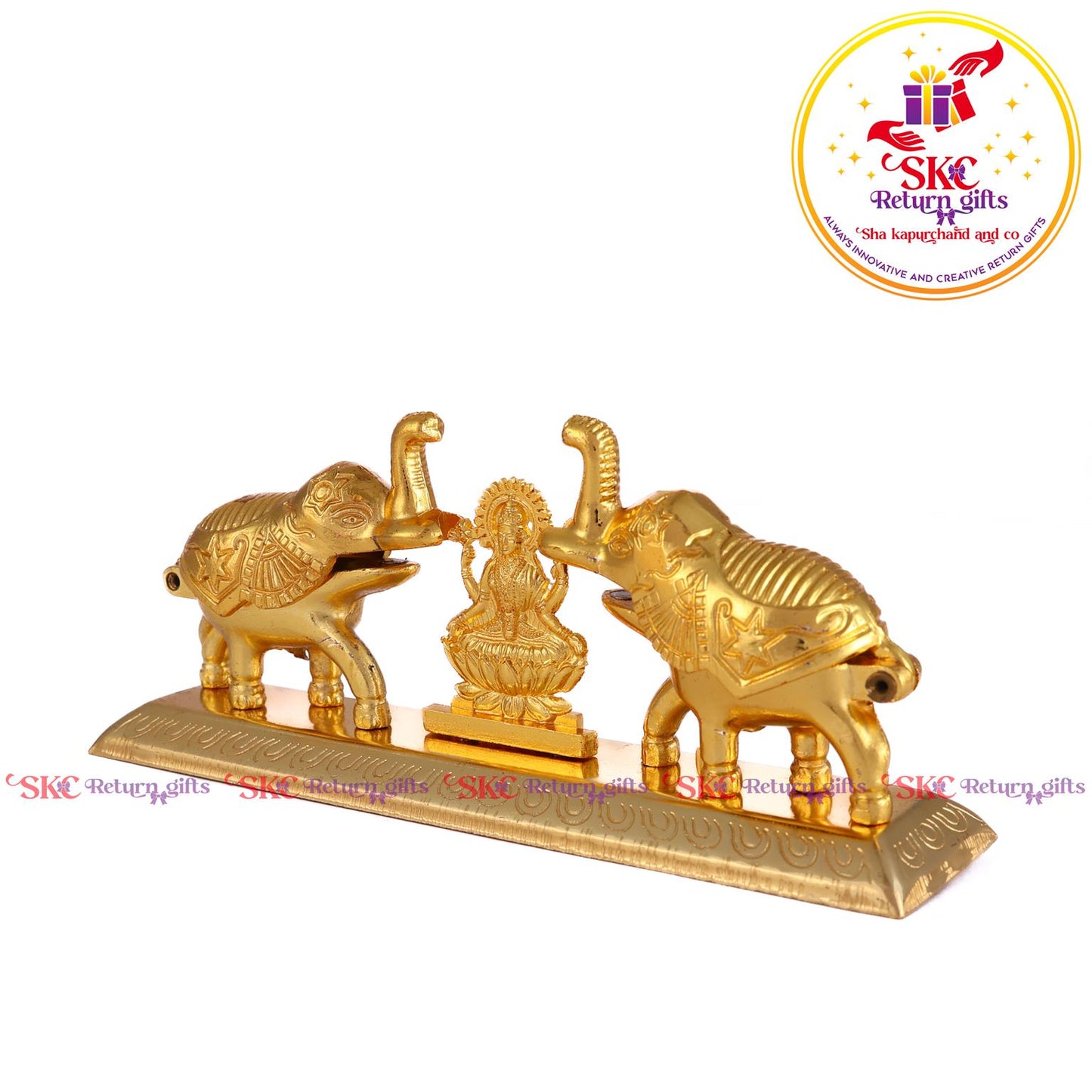 Double Elephant Kum-kum Holder With Maha Laxmi