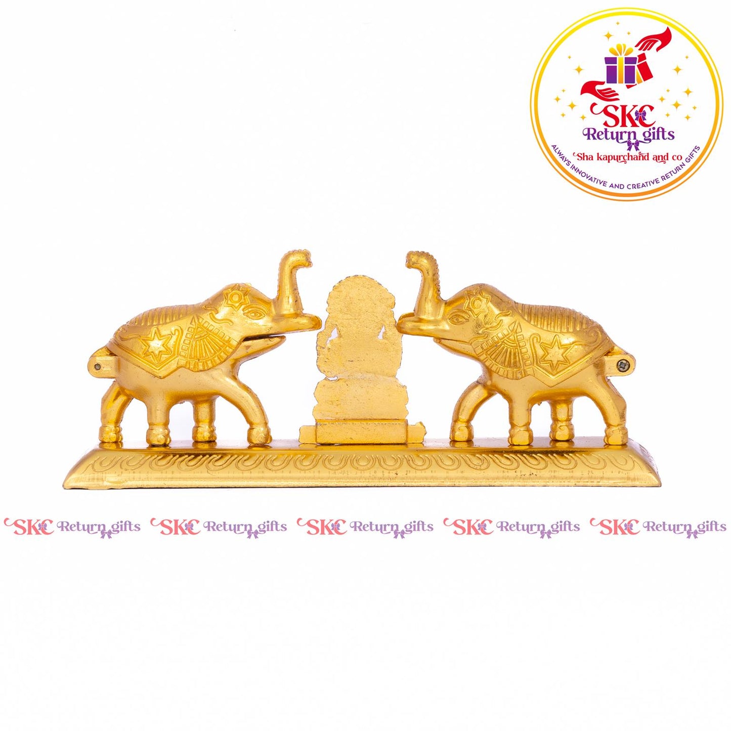 Double Elephant Kum-kum Holder With Ganesha