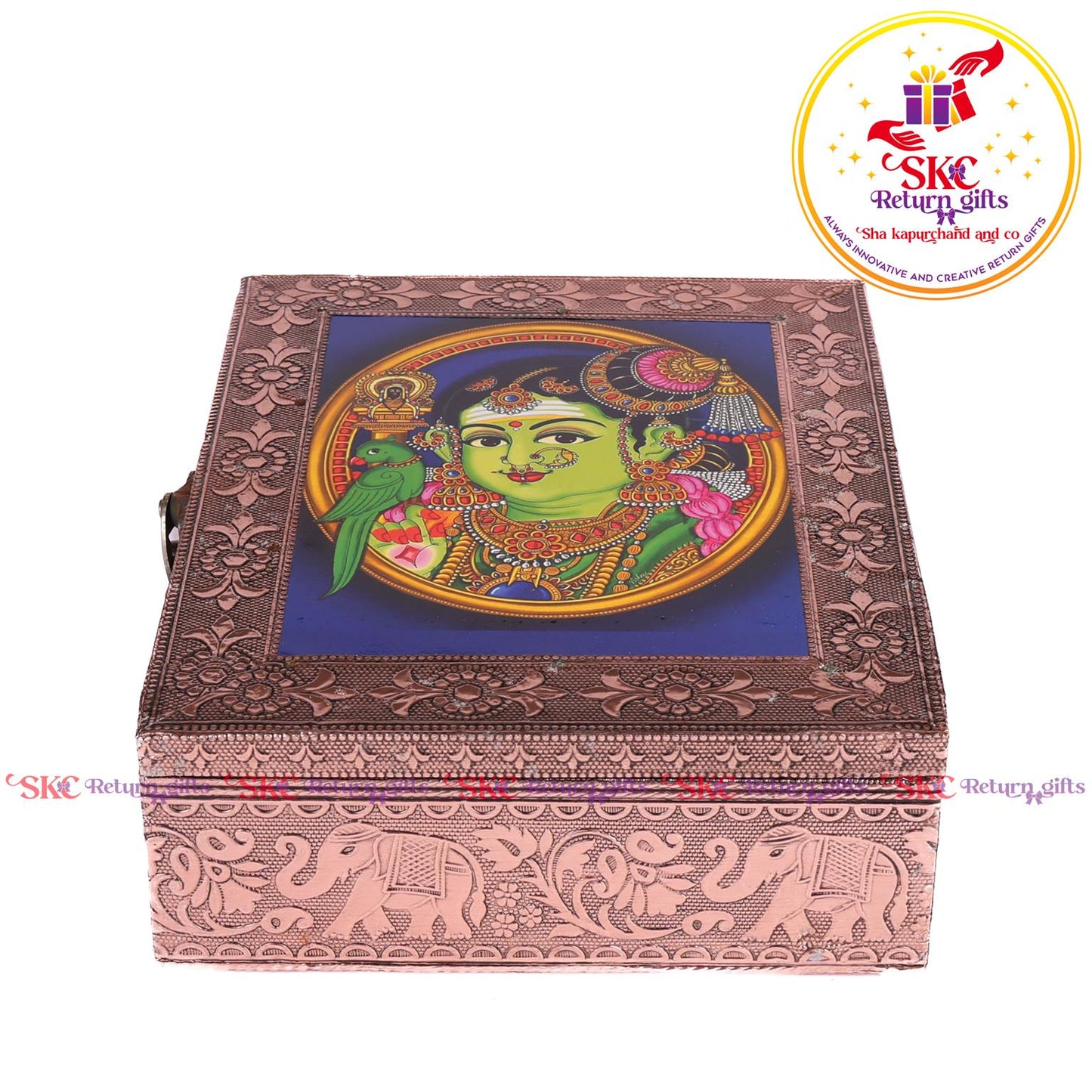 Tanjore Digital Art Pooja Box Meenakshi Aman