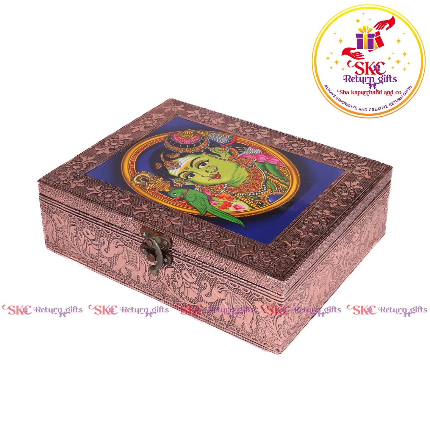 Tanjore Digital Art Pooja Box Meenakshi Aman