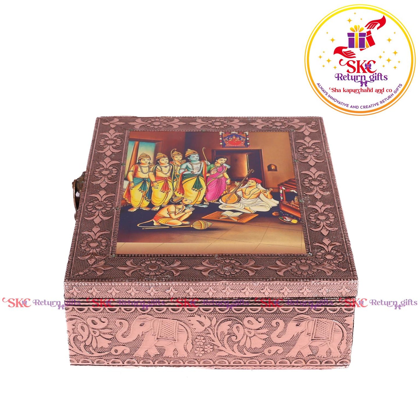 Tanjore Digital Art Pooja Box Ram Darbar