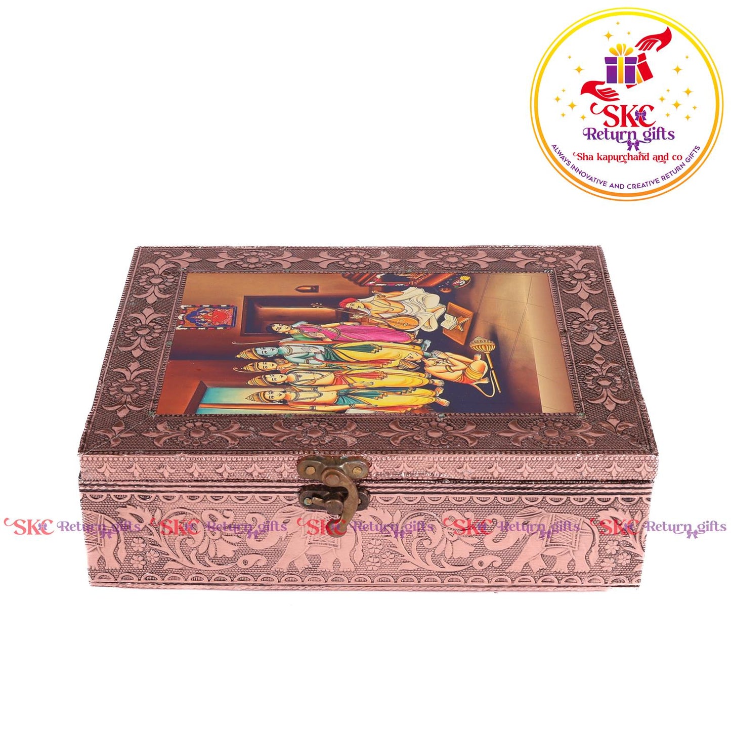 Tanjore Digital Art Pooja Box Ram Darbar