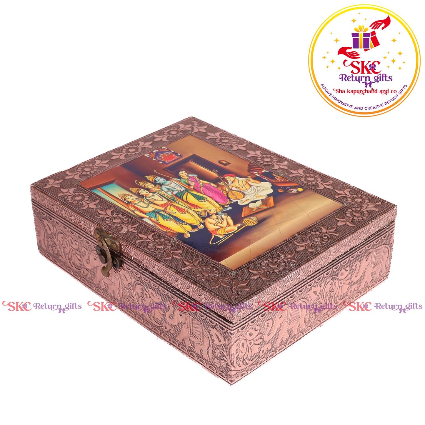 Tanjore Digital Art Pooja Box Ram Darbar